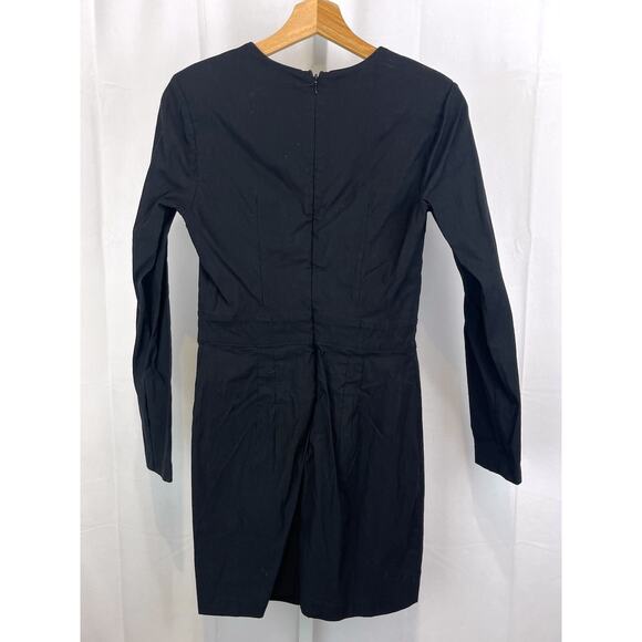 by ANTHROPOLOGIE Long Sleeve Sweetheart Slim Mini Dress LBD Stretch Black Size 6 - Picture 2 of 11